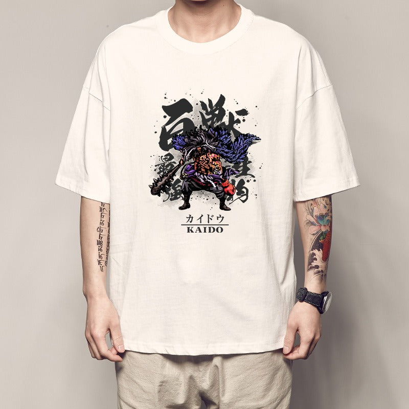 One Piece King Printed T-shirt Light Moon Oda Short Sleeves and Country of Warcraft Kai Duo Anime Surrounding Short Sleeves