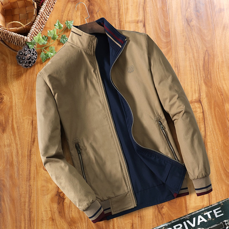 Double-sided Middle-aged Men's Jacket Thin Jacket Dad's Collar