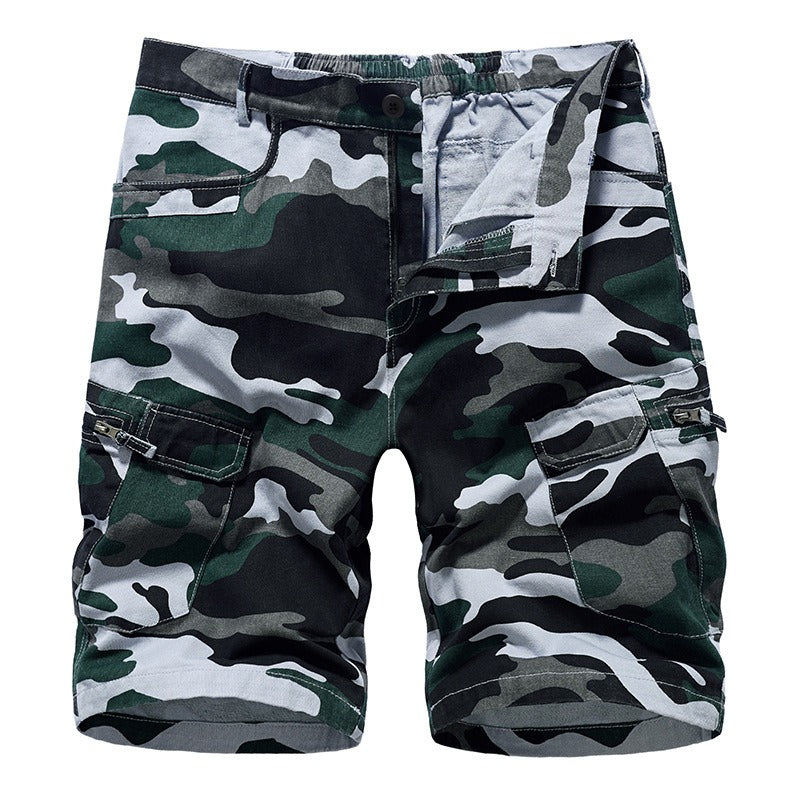 New Mens Workwear Shorts, European and American Camouflage Loose Fitting Oversized Casual Mens Capris