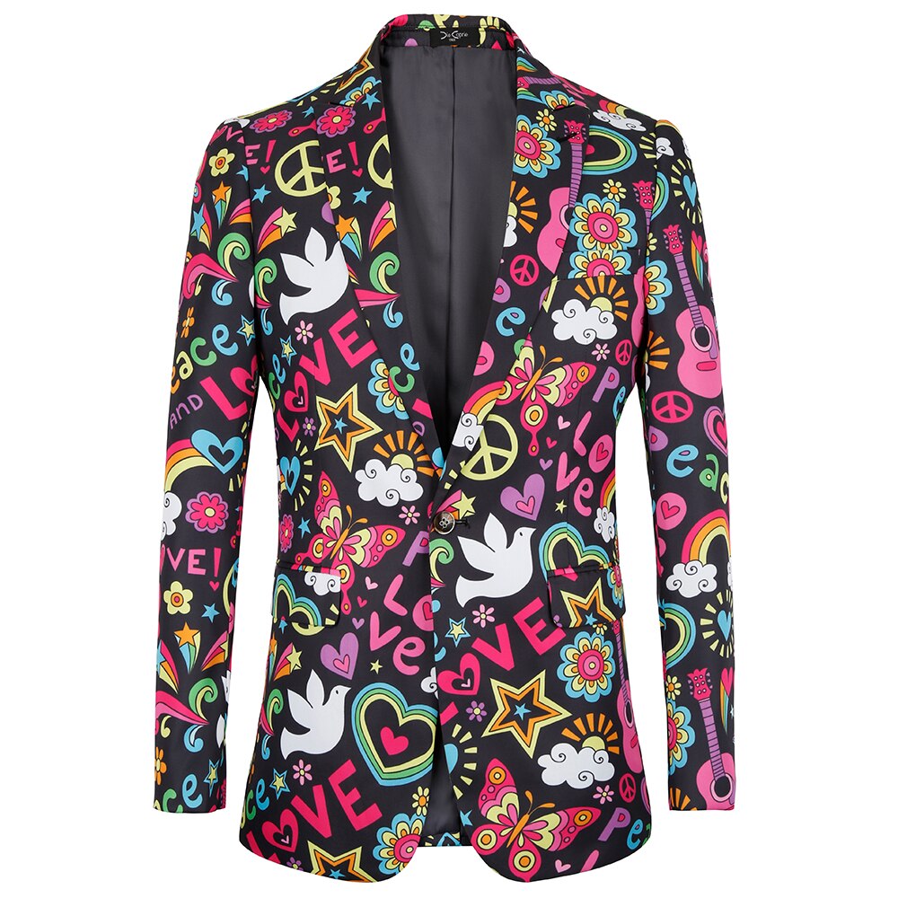 mens jacket slim fit Halloween print floral Men suits blazer euro plus size 4XL Tuxedo prom men clothing