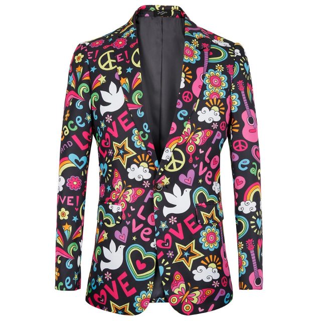 mens jacket slim fit Halloween print floral Men suits blazer euro plus size 4XL Tuxedo prom men clothing