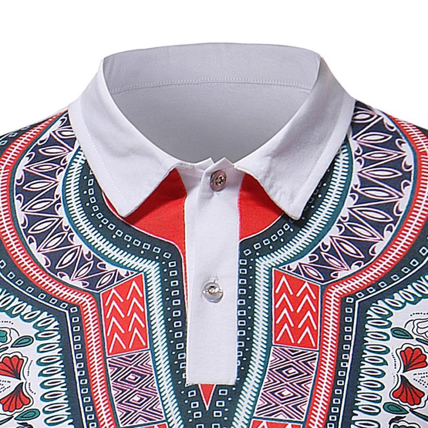 Mens T Shirt African Style Comf Slim Fit Short Sleeve Printed Tee T-shirt Casual Tops
