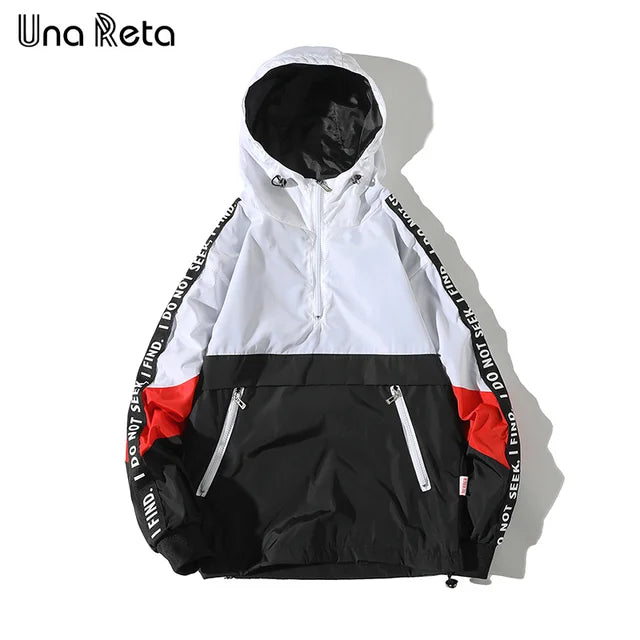 Hooded Jackets Men Block Pullover Jacket Fashion Tracksuit Coat Men Hip Hop Streetwear Jacket Men