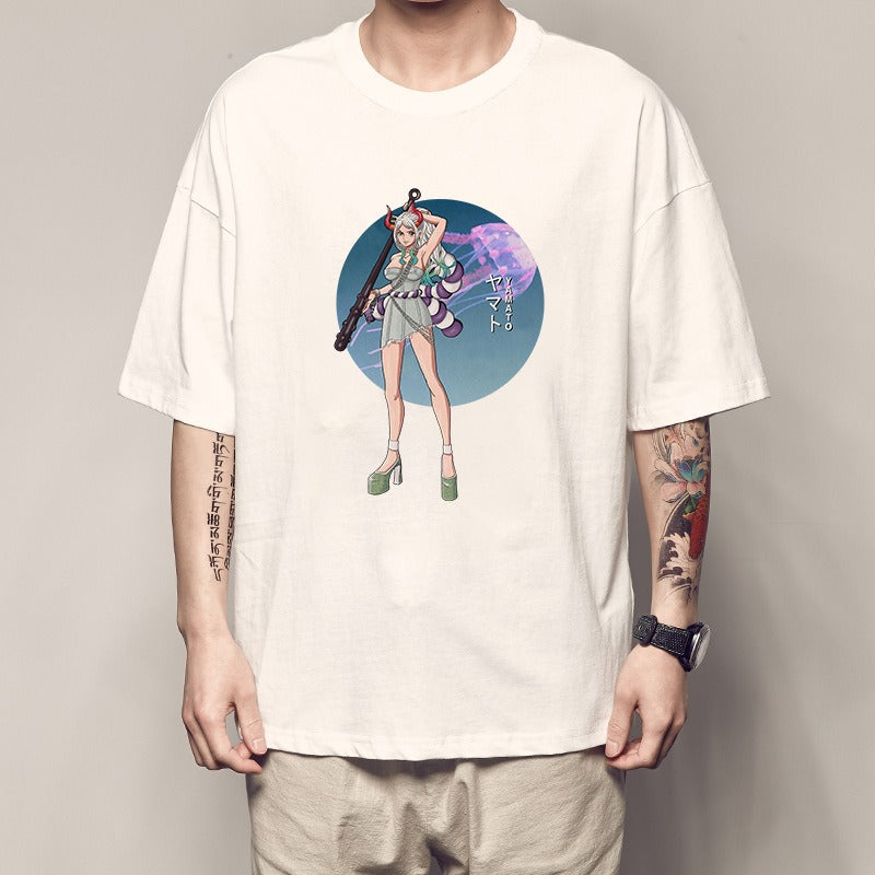 One Piece King Printed T-shirt Light Moon Oda Short Sleeves and Country of Warcraft Kai Duo Anime Surrounding Short Sleeves