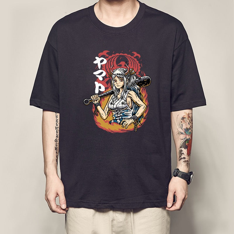 One Piece King Printed T-shirt Light Moon Oda Short Sleeves and Country of Warcraft Kai Duo Anime Surrounding Short Sleeves