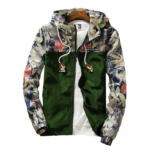 Floral Bomber Jacket Men Hip Hop Slim Fit Flowers Pilot Bomber Jacket Coat Men's Hooded Jackets Plus Size 4XL