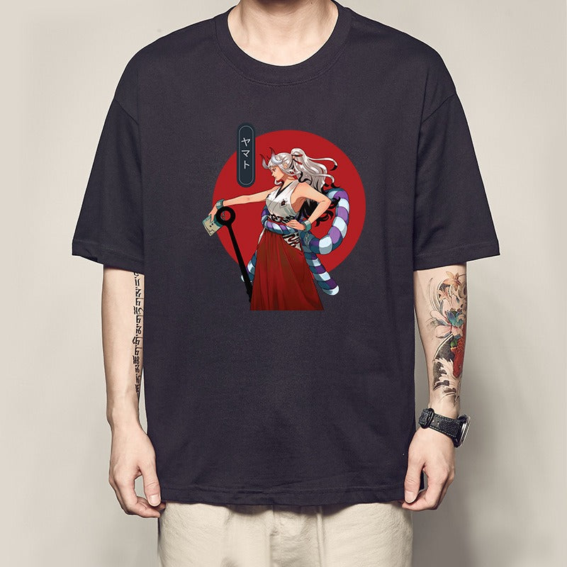 One Piece King Printed T-shirt Light Moon Oda Short Sleeves and Country of Warcraft Kai Duo Anime Surrounding Short Sleeves