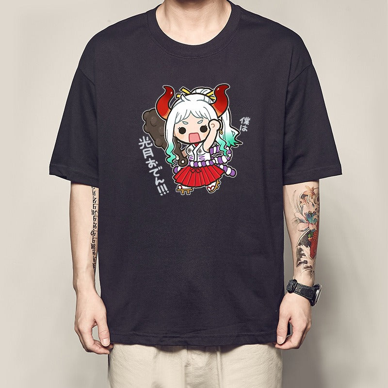 One Piece King Printed T-shirt Light Moon Oda Short Sleeves and Country of Warcraft Kai Duo Anime Surrounding Short Sleeves