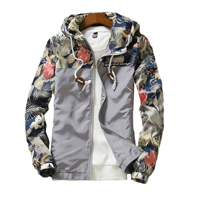 Floral Bomber Jacket Men Hip Hop Slim Fit Flowers Pilot Bomber Jacket Coat Men's Hooded Jackets Plus Size 4XL