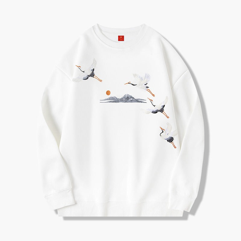 National fashion brand spring and autumn round neck pullover sweatshirt for men street hip hop loose casual embroidery