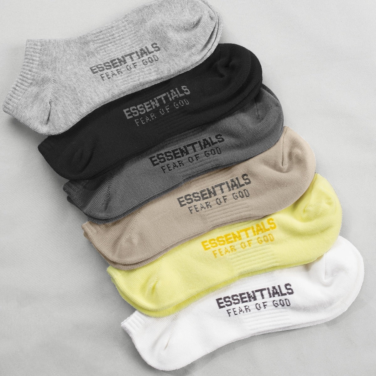 FEAR OF GOD DOUBLE LINE ESSENTIALS Mens and Women's High Street FOG Letter Fashion Brand Sports Socks Boat Socks Versatile