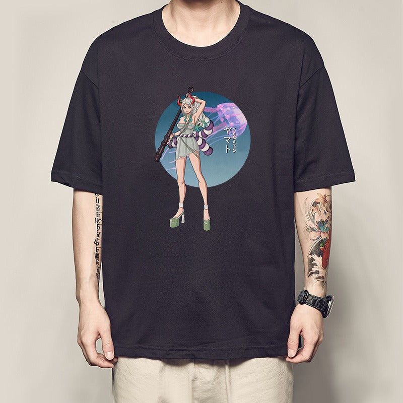 One Piece King Printed T-shirt Light Moon Oda Short Sleeves and Country of Warcraft Kai Duo Anime Surrounding Short Sleeves