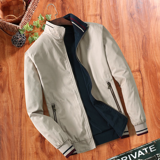 Double-sided Middle-aged Men's Jacket Thin Jacket Dad's Collar