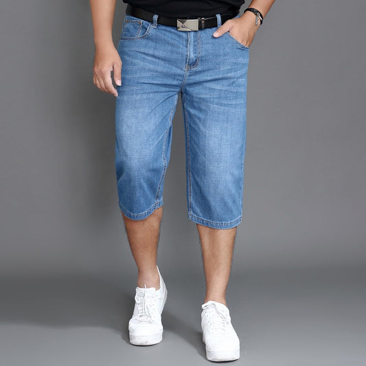 Oversized Denim Shorts Thin Men Fat Men Enlarged Denim Shorts Summer Fat Men Loose Fitting High Waisted Stretch Jeans