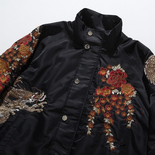 Dragon embroidery trendy casual boys stand collar jacket cotton jacket