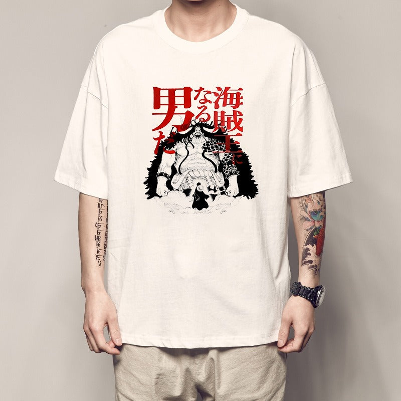 One Piece King Printed T-shirt Light Moon Oda Short Sleeves and Country of Warcraft Kai Duo Anime Surrounding Short Sleeves
