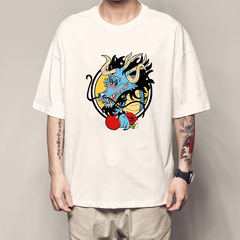 One Piece King Printed T-shirt Light Moon Oda Short Sleeves and Country of Warcraft Kai Duo Anime Surrounding Short Sleeves