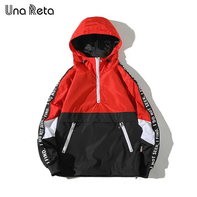 Hooded Jackets Men Block Pullover Jacket Fashion Tracksuit Coat Men Hip Hop Streetwear Jacket Men